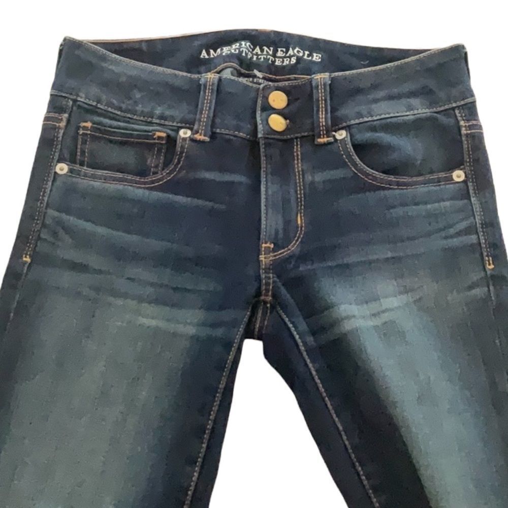AMERICAN EAGLE ARTIST CROP DENIM BLUE JEANS SIZE 2 ANKLE CROP - Picture 4 of 9